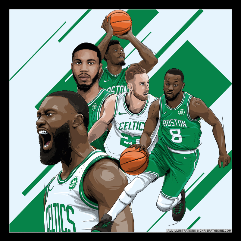 Boston Celtics Player Illustrations by Chris Rathbone