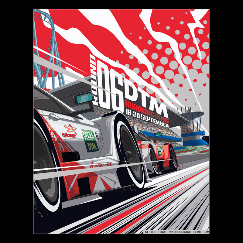 DTM Nurburgring Race poster Illustrations by Chris Rathbone
