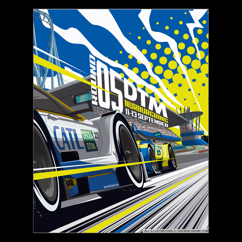 DTM Nurburgring Race poster Illustrations by Chris Rathbone