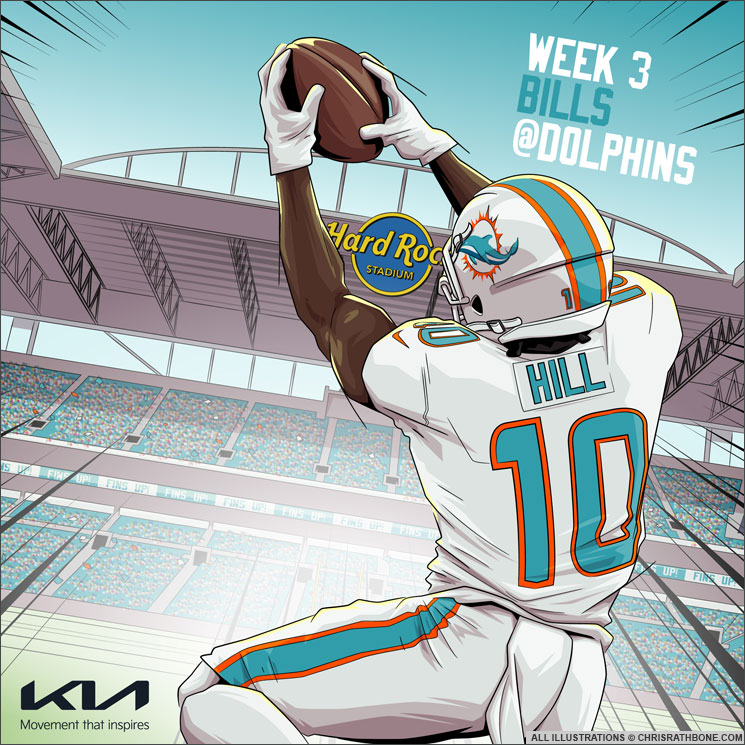 Miami Dolphins game week Illustrations by Chris Rathbone