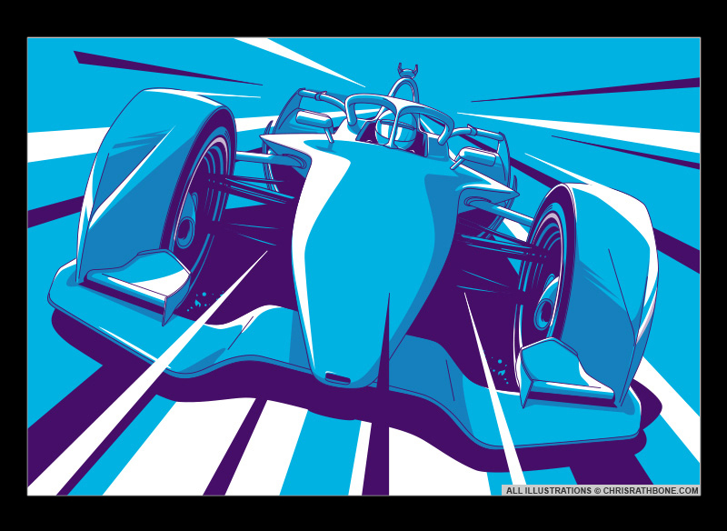 Formula E illustrations by Chris Rathbone 