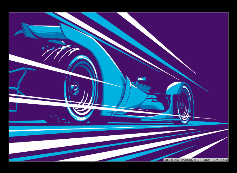 Formula E illustrations by Chris Rathbone 