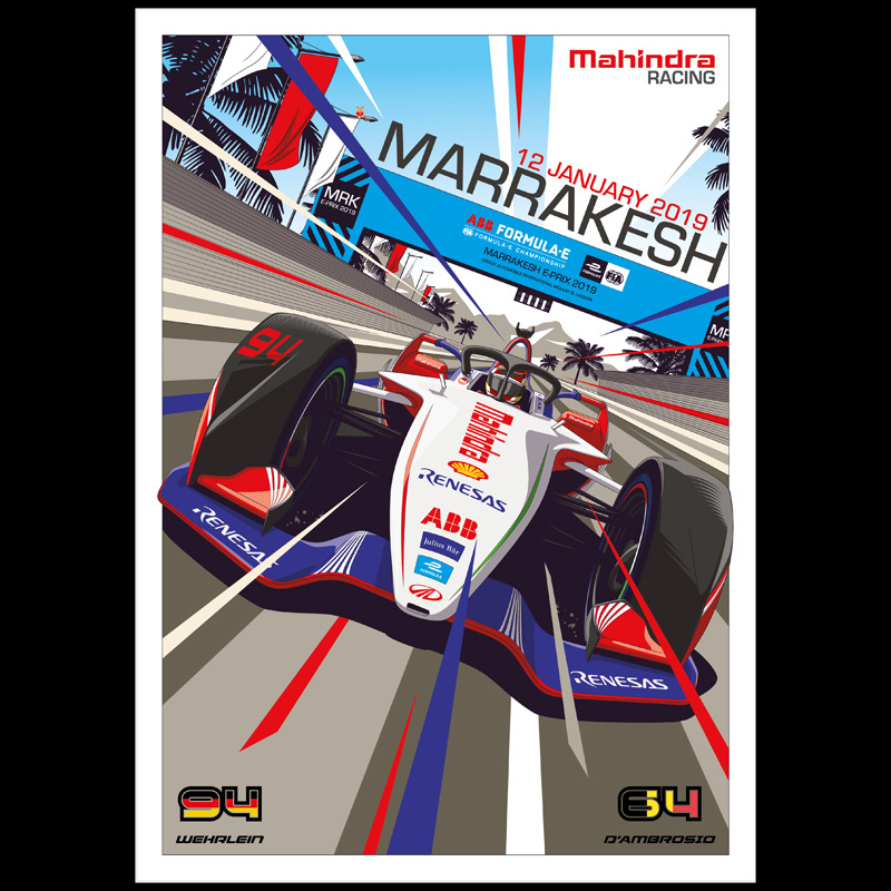 Mahindra Racing Poster illustrations by Chris Rathbone