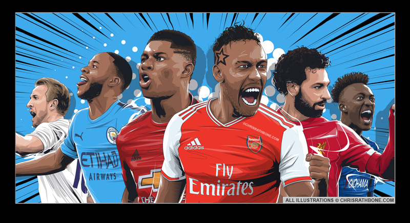 Premier League Player Illustrations by Chris Rathbone