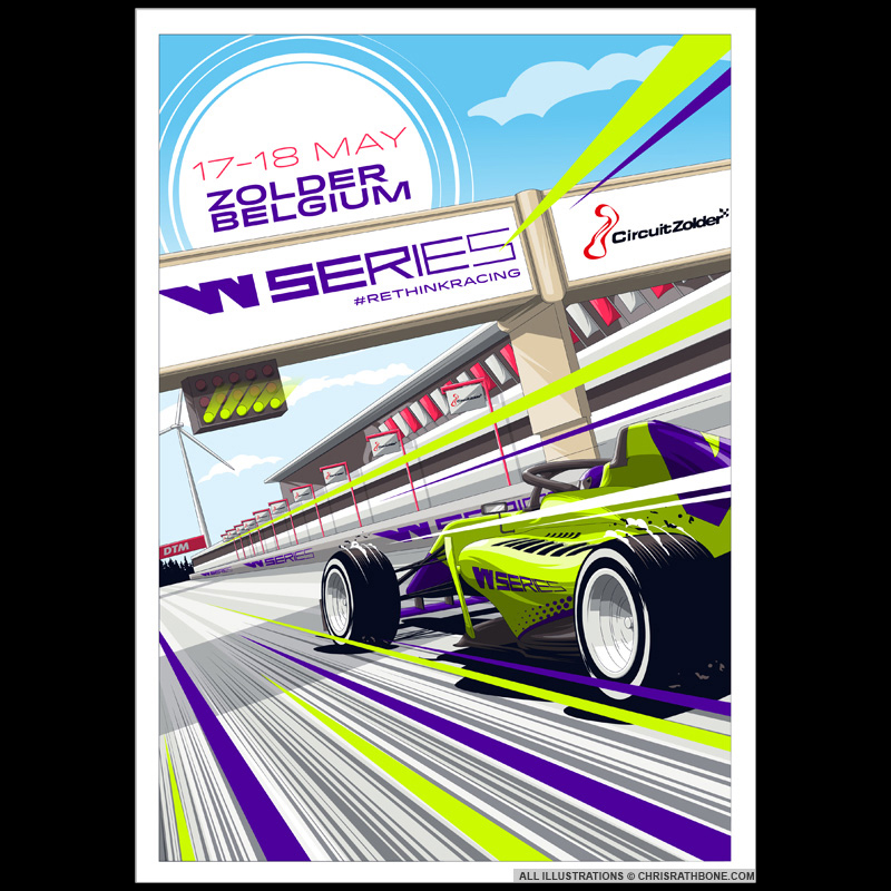 WSeries Race poster Illustrations by Chris Rathbone