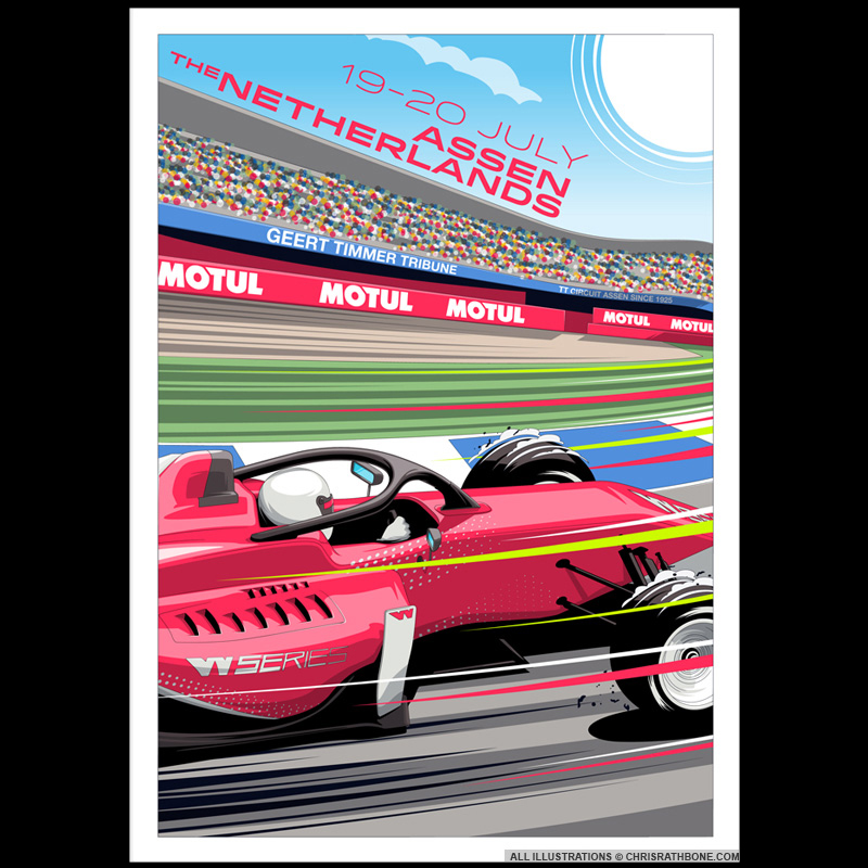 WSeries Race poster Illustrations by Chris Rathbone
