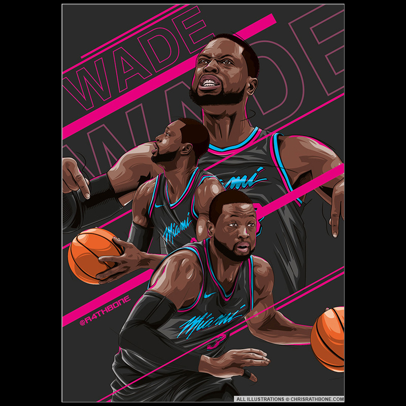 Dwyane Wade Miami Heat Illustrations by Chris Rathbone