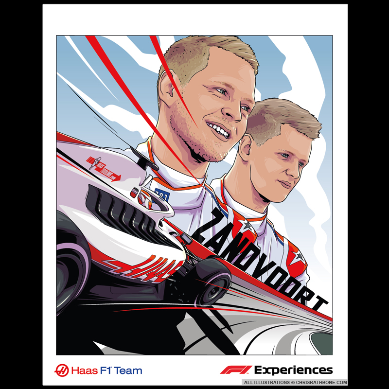 F1 Experiences Zandvoort Dutch GP HAAS F1 Race poster Illustrations by Chris Rathbone