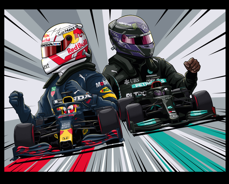 F1 Experiences - the Showdown Race poster Illustrations by Chris Rathbone