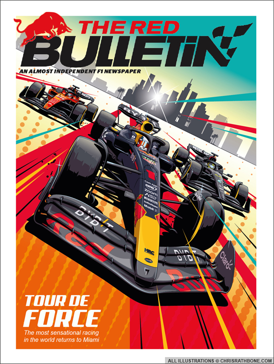 Red Bull Red Bulletin Magazine cover Illustrations by Chris Rathbone