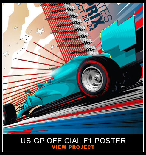 US GP Race poster illustration by Chris Rathbone