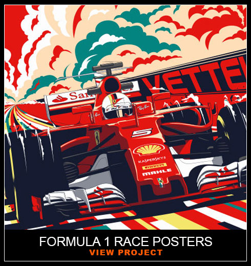 Formula 1 Race poster Illustrations by Chris Rathbone