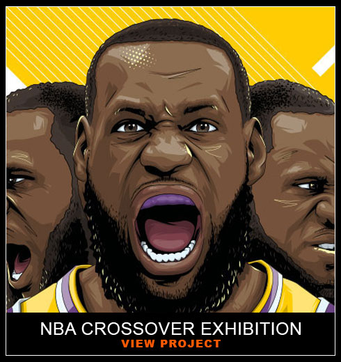 NBA Crossover Exhibition illustrations by Chris Rathbone