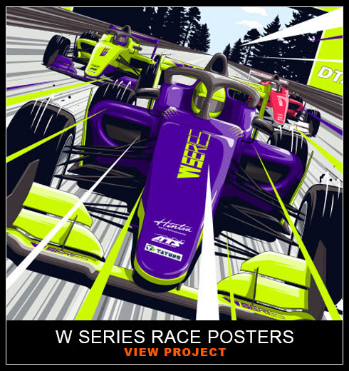 W Series race poster illustrations by Chris Rathbone