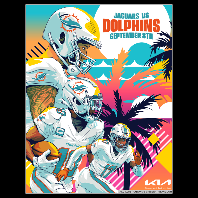 Miami Dolphins game week Illustrations by Chris Rathbone