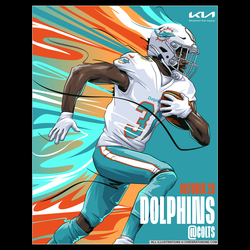 Miami Dolphins game week Illustrations by Chris Rathbone