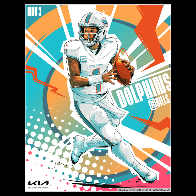 Miami Dolphins game week Illustrations by Chris Rathbone