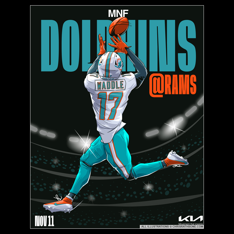 Miami Dolphins game week Illustrations by Chris Rathbone