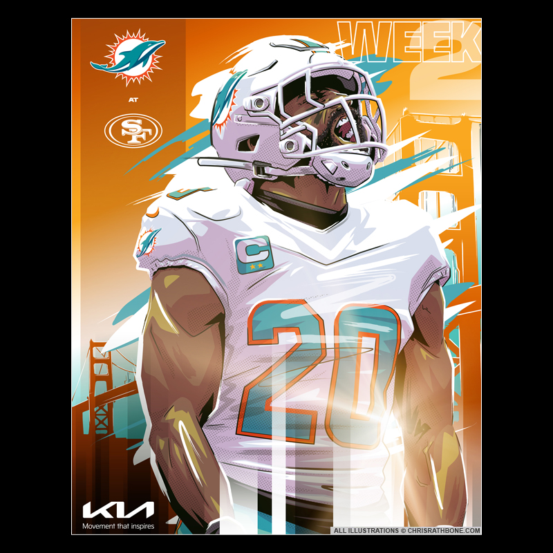 Miami Dolphins game week Illustrations by Chris Rathbone