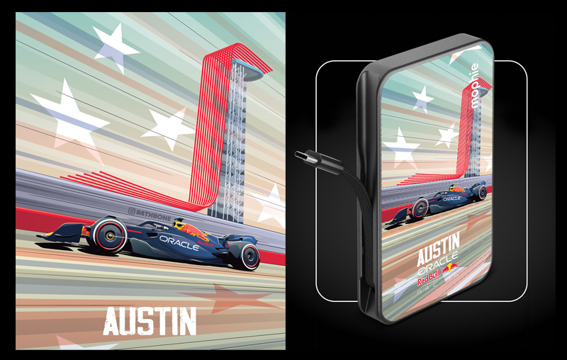 Mophie x Red Bull Racing Power Pack illustrations by Chris Rathbone