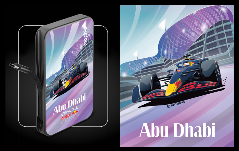 Mophie x Red Bull Racing Power Pack illustrations by Chris Rathbone