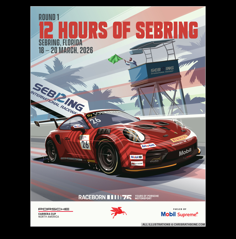 Porsche Motorsport poster Illustrations by Chris Rathbone