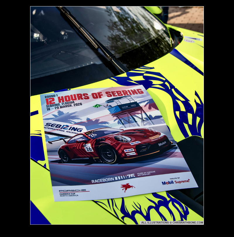 Porsche Motorsport poster Illustrations by Chris Rathbone