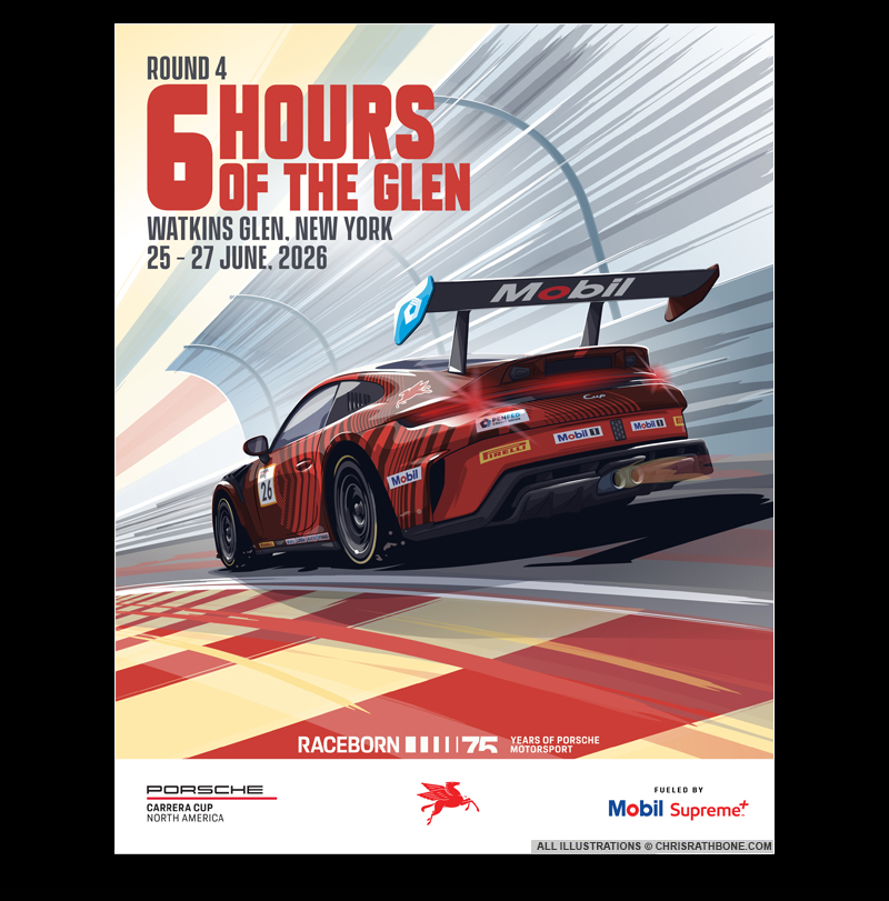 Porsche Motorsport poster Illustrations by Chris Rathbone