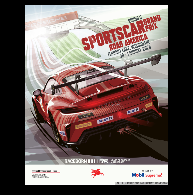 Porsche Motorsport poster Illustrations by Chris Rathbone