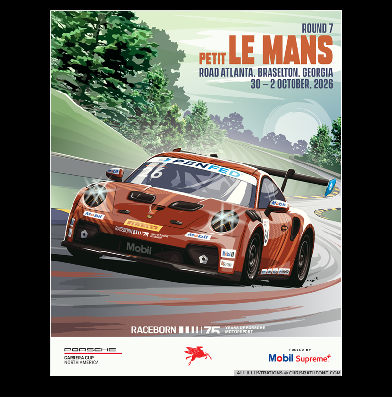 Porsche Motorsport poster Illustrations by Chris Rathbone