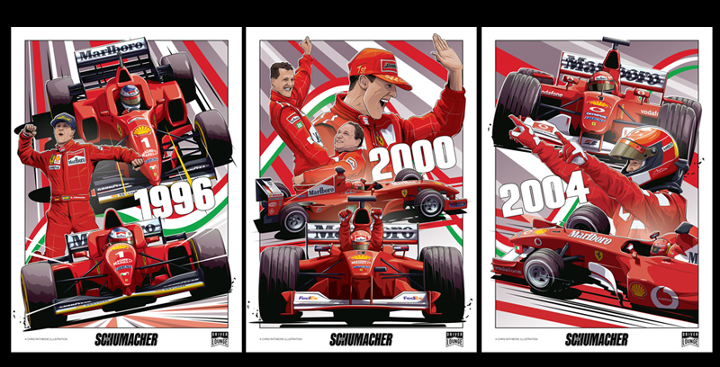 Michael Schumacher Lounge Poster illustrations by Chris Rathbone