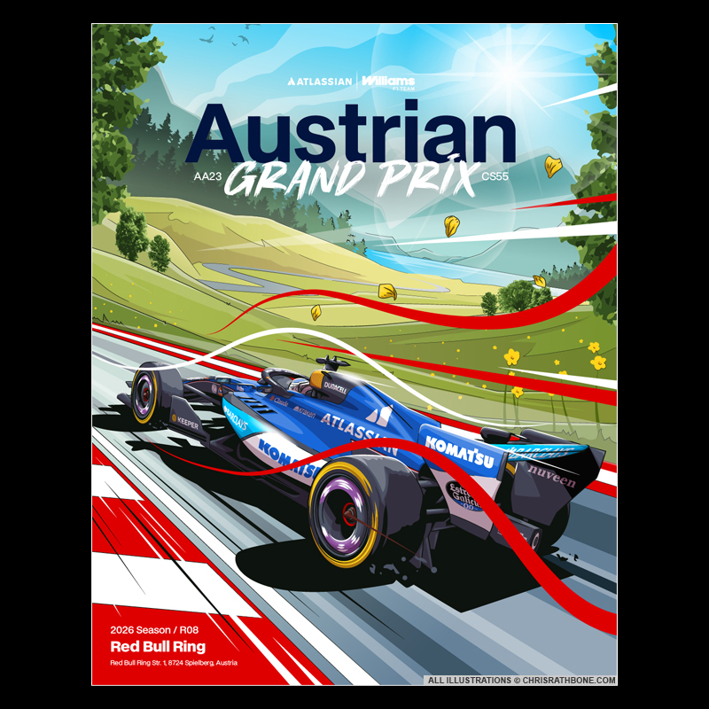 Williams F1 Race Poster  illustrations by Chris Rathbone