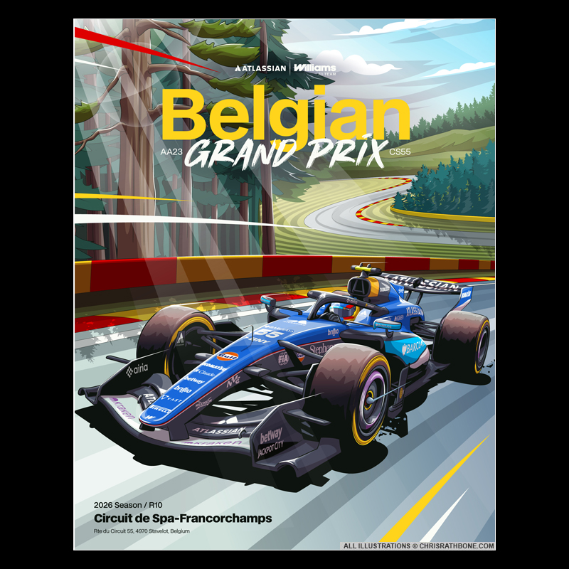 Williams F1 Race Poster  illustrations by Chris Rathbone