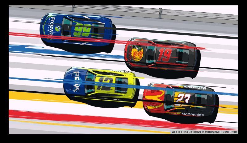 NASCAR illustration animation by Chris Rathbone