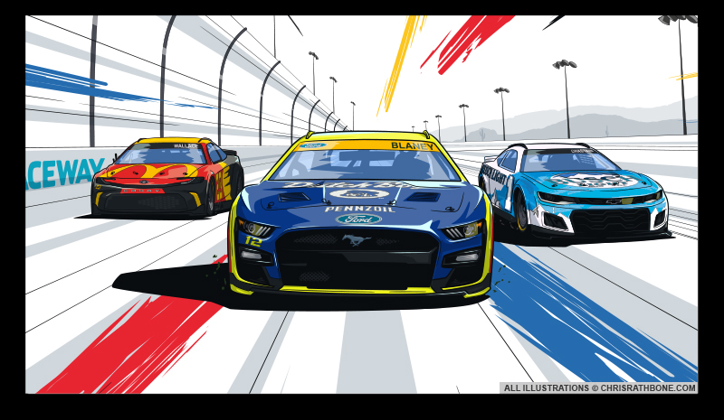 NASCAR illustration animation by Chris Rathbone