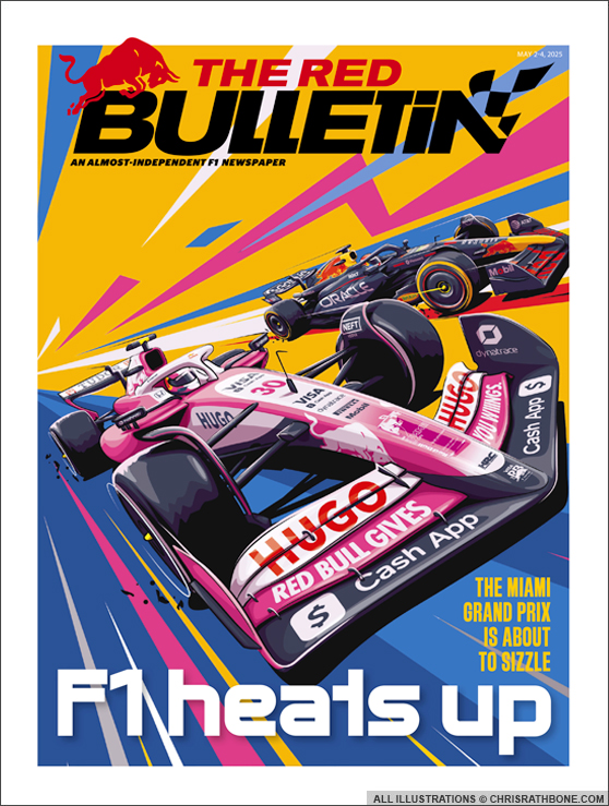 Red Bull Red Bulletin Magazine cover Illustrations by Chris Rathbone