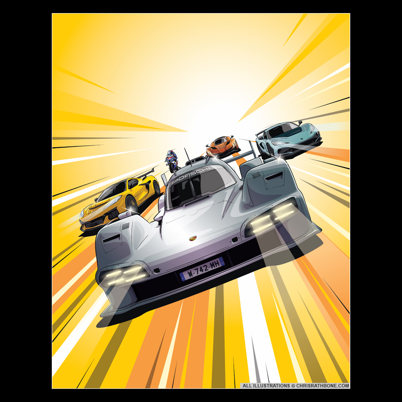 Top Gear Magazine Cover Illustration by Chris Rathbone