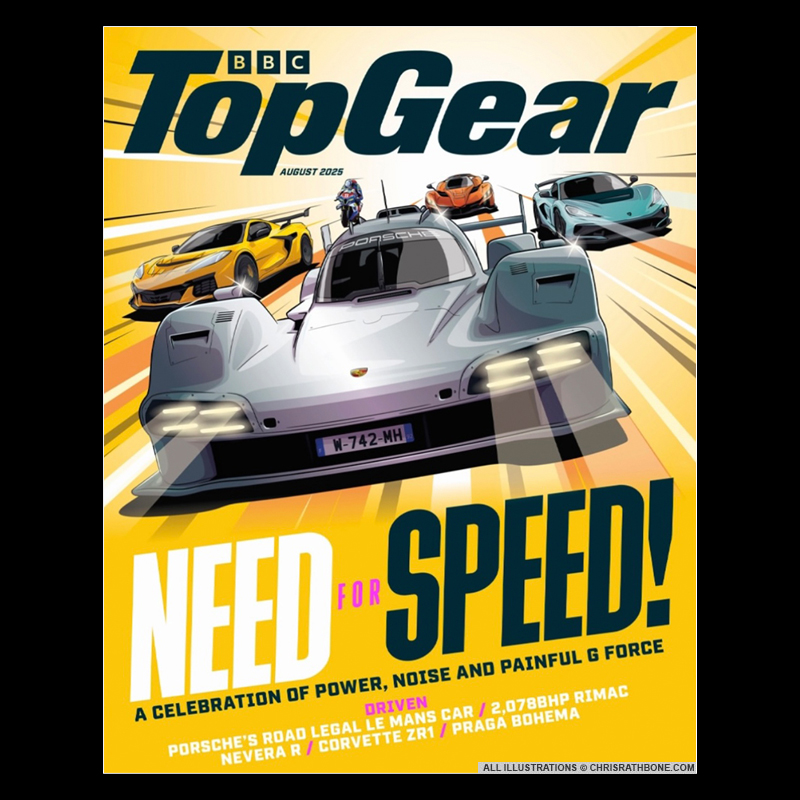 Top Gear Magazine Cover Illustration by Chris Rathbone