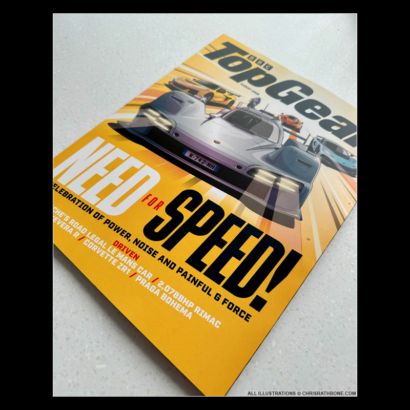 Top Gear Magazine Cover Illustration by Chris Rathbone