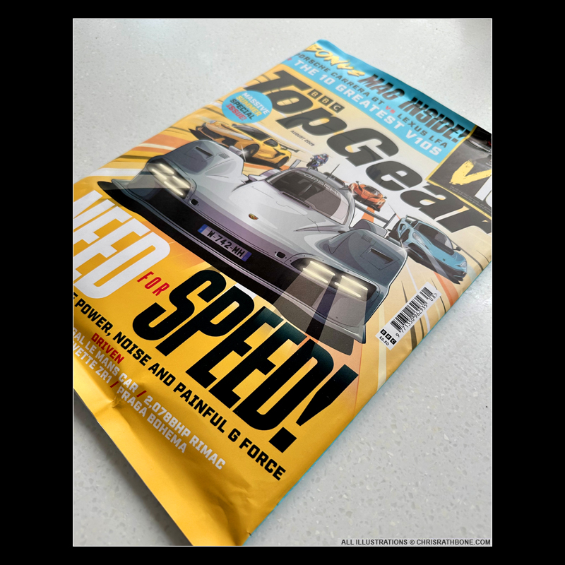 Top Gear Magazine Cover Illustration by Chris Rathbone