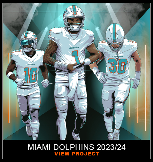 Miami Dolphins illustrations by Chris Rathbone