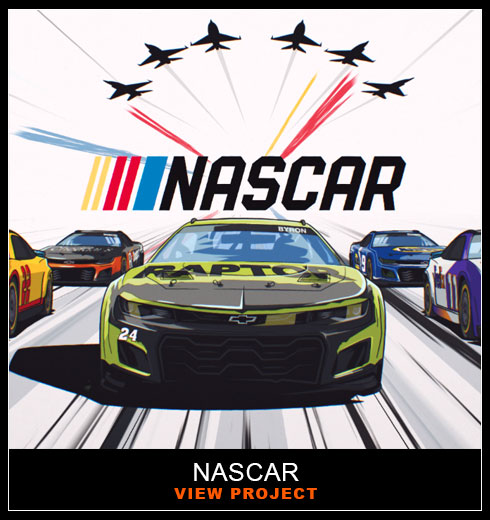 NASCAR TV Spot illustration animation by Chris Rathbone