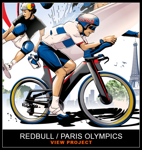 Red Bull Red Bulletin Paris Olympics illustrations by Chris Rathbone